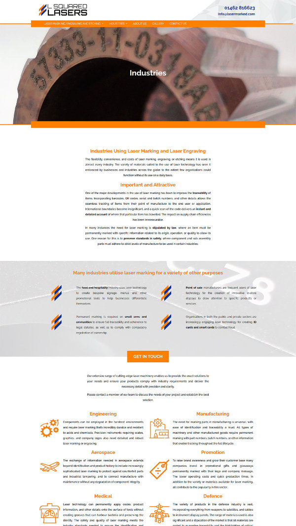 image of the lasermarked website